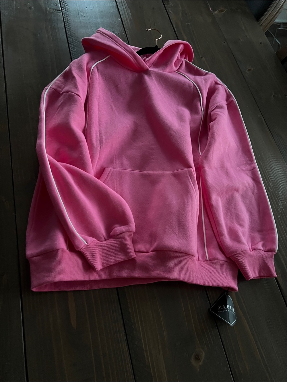 Zaful Hot Pink Cozy Fleece Pullover Hoodie